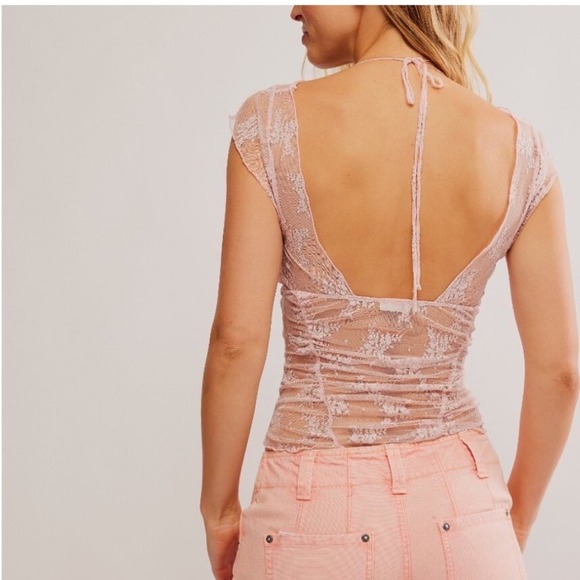 NWT FREE PEOPLE ✨ Lacey In Love Cami Mauve Chalk Size L - Picture 4 of 5